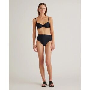 Quince Italian Demi Black Underwire Bikini Top Swimwear NWT‎ M